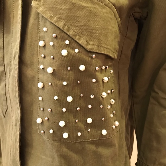 Lea & Viola Embellished Jacket Army Green Canvas - Picture 11 of 14